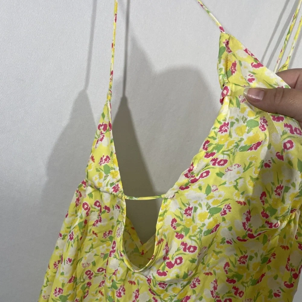 NWT $58 Free People [ Small ] Gardenia Printed Camisole in Lemon Floral‎
